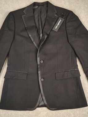 Men's Karl Lagerfeld Paris Acton Modern fit Stretch Black Sport Coat Blazer 40R